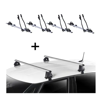 Produktbild von 4x Fahrradträger SAGITTAR + Dachträger VDP EVO ALU kompatibel mit Daewoo Lanos 5 Türer 1997-2005