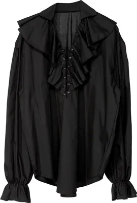A black pirate-style blouse laid flat.