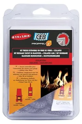 Produktbild von GEB Dichtschnur Set 7/8 mm mit hitzebeständigem Kleber für Kamin-, Ofen- und Türdichtungen