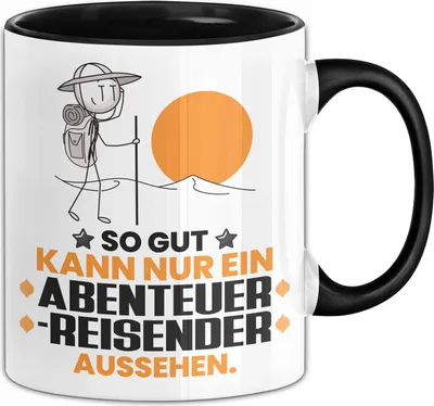 Produktbild von Abenteurreisender Geschenk Tasse So Gut Kann Nur Ein Abenteurreisender Aussehen Geschenkidee Kaffee-Becher (Schwarz)