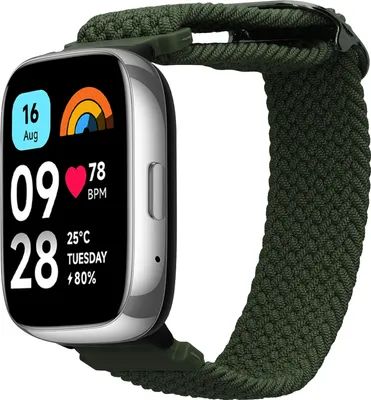 Produktbild von kwmobile Armband kompatibel mit Xiaomi Redmi Watch 3 Active - Nylon Fitnesstracker Sportarmband Band in Dunkelgrün - Innenmaße von 14 - 22 cm