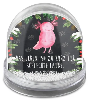 Produktbild von Mr. & Mrs. Panda Weihnachts Schneekugel Axolotl Glücklich - Kreidetafel - Geschenk, schnee kugel, gut Gelaunt, Lurche, Motivation, Weihnachten, Große, Lurch, dekoartikel