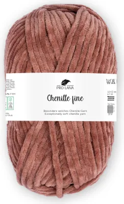 Produktbild von Pro Lana Chenille fine 50 g/100 m 100% Polyester dünnes, weiches Chenillegarn z. Häkeln u. Stridken, 108 hellbraun