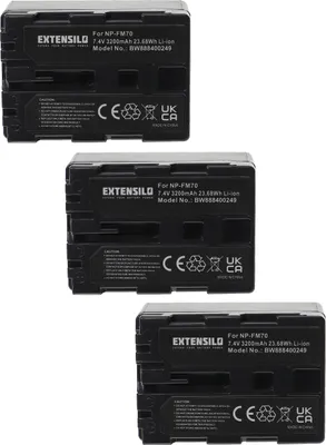 Produktbild von EXTENSILO 3x Akku kompatibel mit Sony CCD-TRV208, CCD-TRV218E, CCD-TRV228, CCD-TRV308, CCD-TRV318, CCD-TRV328 Kamera (3200 mAh, 7,4 V, Li-Ion)