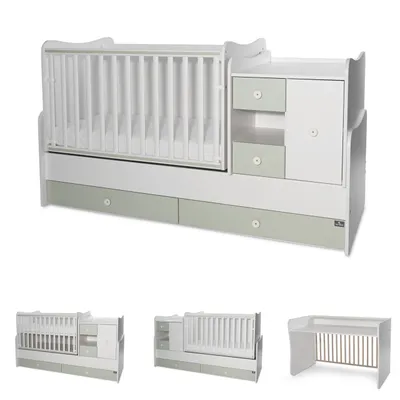 Produktbild von Lorelli Babybett, Jugendbett 3 in 1 Mini Max umbaubar, für 2 Kinder gleichzeitig grün