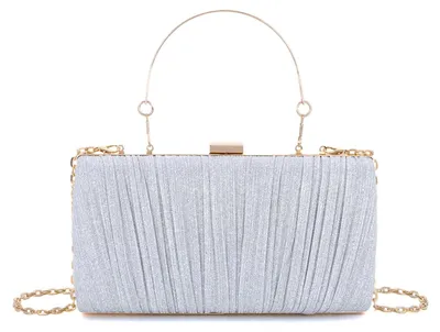 Image de Solidchoice - Pochette élégante plissée pour femmes, avec chaîne