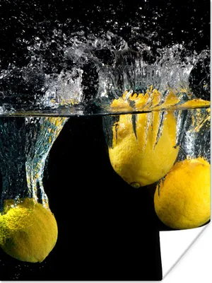 Produktbild von MuchoWow® Poster Zitrone - Frucht - Stilleben - Wasser - Gelb 120x160 cm - Wandbilder
