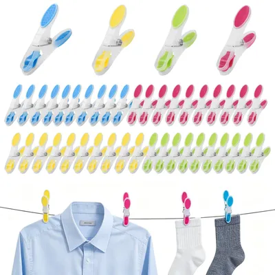 Produktbild von Cozary Wäscheklammern 50 Stück,Stabil mit Rutschfestem Silikon, Bunte Handtuchkl