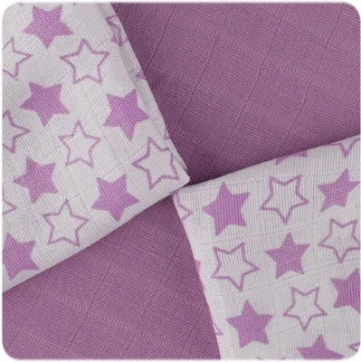 Image de XKKO Serviettes de table en bambou 30x30 - Little Stars Lilac Mix (9pcs)