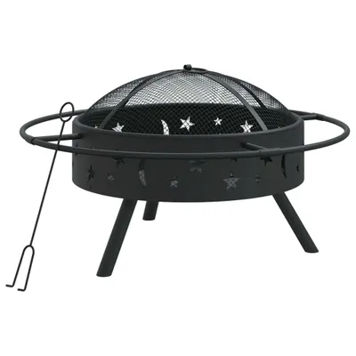Immagine prodotto di vidaXL Ciotola da fuoco con attizzatoio 70 cm XXL in acciaio