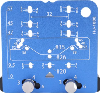 Produktbild von Positionsplatte für Schranktürscharniere, 26 mm, 35 mm, verdeckte Scharniere, Hardware-Markierungsschablone