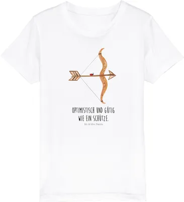 Produktbild von Mr. & Mrs. Panda Kleinkinder T-Shirt Sternzeichen Schütze 3-4 Jahre (98/104) - Weiß - Geschenk, Kinder-T-Shirt, Schützenfest, Geburtstag Dezember, Kinder Jungen, Teenager