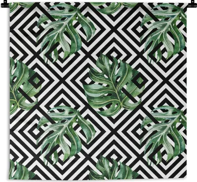 Produktbild von MuchoWow® Wandteppich Wandbehang Monstera - Blätter - Tropisch - Dschungel - Muster 150x150 cm Tapisserie Dekoration Wandtuch - Wohnaccessoires - Modernes
