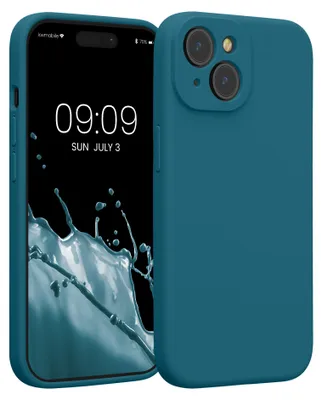 Produktbild von kwmobile Hülle kompatibel mit Apple iPhone 15 - Hülle Silikon gummiert - Handyhülle - Handy Case in Petrol matt