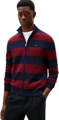 Produktbild von Tommy Hilfiger Herren Pullover mit Reißverschluss Baumwolle Zip Through mit Stehkra