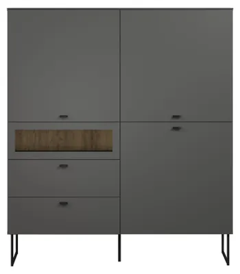 Immagine prodotto di Calicosy - Credenza alta a 3 ante, 2 cassetti e 1 vano a giorno L122 cm - VELA