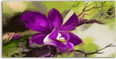 Produktbild von Coloray Glasbild 140x70  Wandbild Glasbilder Kunst groß Orchideenblüten Malerei
