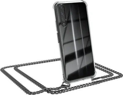 Produktbild von EAZY CASE Handykette kompatibel mit Honor 20 Handyhülle mit Metall Umhängeband und Kordel Schwarz, Kette, Hülle mit Umhängeband, Handykordel, Schutzhülle, Silikonhülle, Anthrazit, Grau
