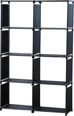 Image de Bibliothèque et étagère de rangement polyvalentes à 8 niveaux Herzberg - 85 x 125 cm Noir