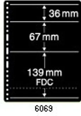Produktbild von PRINZ 100 Einsteckblätter 6779 Prinz-System, doppelseitig 3 Fächer 36, 67 und 139 mm Höhe (FDC) schwarz