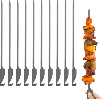 Produktbild von 25 cm Grillspieße, reine Titanspieße, 10er-Pack, Grillspieße für Outdoor-Picknick-Grillspieße im Hinterhof, Grillstäbe
