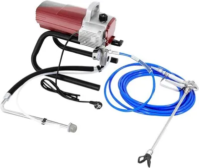 Productafbeelding van Airless verfspuit, 1800W. Airless verfspuit met 10 meter hoogdrukslang en spuitpistool. Elektrische verfspuitmachine voor binnen- en buitenwanden