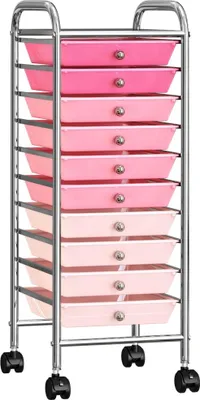 Produktbild von vidaXL Schubladenwagen mit 10 Schubladen Ombre Rosa Kunststoff
