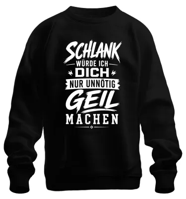 Obrázok produktu pre Tričko s nápisom "Schlank" (chudý), s ironickým podtónom, čierna farba, veľkosť XL