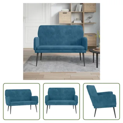 Zdjęcie produktu dla Ławka Living Store niebieska 108x79x79 cm aksamitna