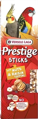 Image de Friandises Prestige Pour Grands Perroquets - Noix & Raisins, 140G Friandises Grands Perroquets - Versele Laga Bâtonnets Prestige Avec Noix & Raisins, 140G