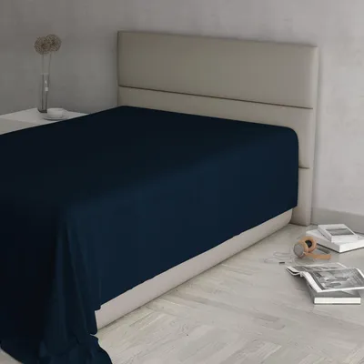 Zdjęcie produktu dla Prześcieradło z gumką, 100% bawełna, granatowe, 150 x 300 cm