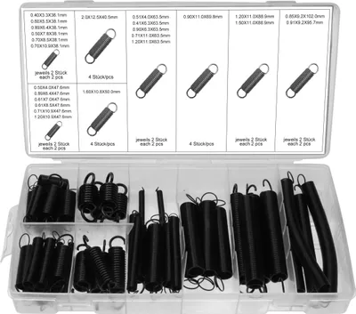 Produktbild von Zugfedern Sortiment Spiral-Federn Stahlfeder Metall-Federn div. Stärke, 54-tlg.