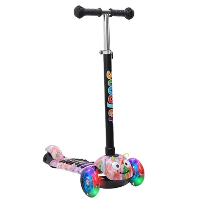 Produktbild von Habib 3D Kinderroller 3-Rad mit LED Licht | Klappbar & Verstellbar: Pink