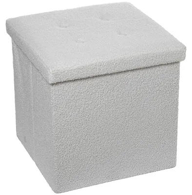 Obrázok produktu pre Skladacia sedacia taška s úložným priestorom, materiál: polyester, farba: biela, rozmer: 45 x 45 x 45 cm