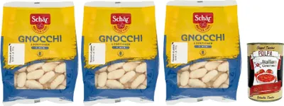 Produktbild von SCHÄR Senza Glutine Gnocchi di patate, Glutenfrei Kartoffel Pasta nudeln, gluten free pasta, 3x 300g + Italian Gourmet polpa 400g