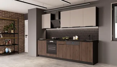 Produktbild von Küche MONZA + ARONA BASIC 280 cm Küchenzeile Küchenblock Einbauküche Nussbaum Okapi matt + Kaschmir beige matt
