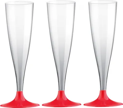 Produktbild von Champagnerglaser - 10x - Kunststoff - 140 ml - rot - wiederverwendbar