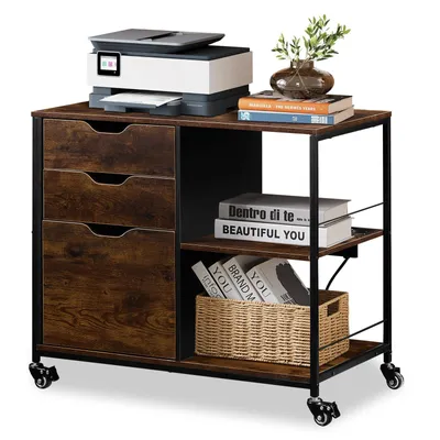 Image de CLIPOP Armoire de bureau industrielle, 3 tiroirs avec station de chargement