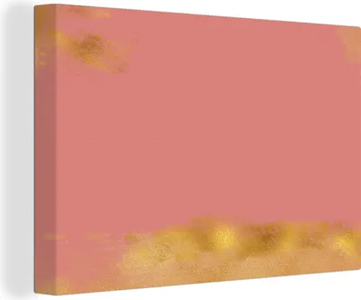 Produktbild von OneMillionCanvasses® - Leinwandbilder - 140x90 cm, Muster - Rosa - Gold, Wandbilder Kunstdruck Wanddekoration
