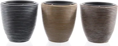 Produktbild von Blumentopf Pflanztopf Poly-Rattan hellbraun/dunkelbraun/hellgrau