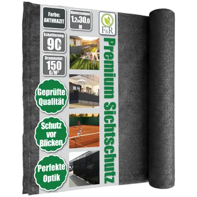 Produktbild von Zaunblende 1,2x30m Sichtschutz 150g/m² Schattiernetz Windschutz Staubschutz Sonnenschutz Gewebe Netz Tennis Netz anthrazit