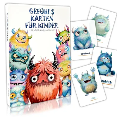 Produktbild von Gefühlskarten Kinder 26 Gefühlsmonster Karten mit Erklärungstexten