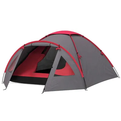 Produktbild von Campingzelt mit Vordach Tür Fenster Wasserdicht Familienzelt Kuppelzelt für 2 Personen Camping Reise Trekking Garten Grau