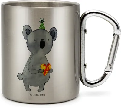Produktbild von Mr. & Mrs. Panda Metallbecher Koala Geschenk - Transparent - Edelstahl Trinkbecher, Metall, Teetasse, thermotasse, Party, Isolierbecher, Geburtstag, Thermobecher