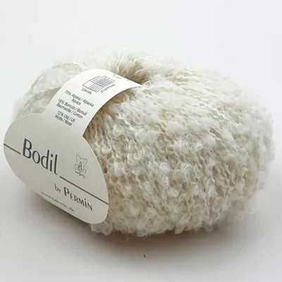 Obrázek produktu pro Bodil by Permin – Přírodní bouclé příze z alpaky Bodil, krémová