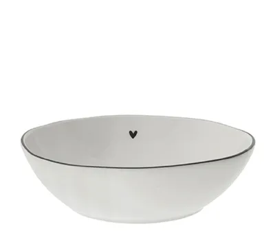 Produktbild von Bastion Collections Sushi Bowl Herz Porzellan weiß schwarz Schale Salat Dessert