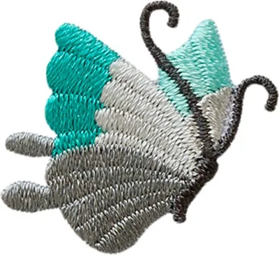 Produktbild von Mono Quick 04405 Schmetterling, Grau/Türkis Bügelbild, Patch, ca. 2,6 x 2,7 cm Frühling Sommer
