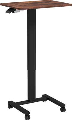 Produktbild von Stehpult Stehtisch, Laptoptisch, höhenverstellbar, 4 Rollen, 65 cm x 48 cm x 108 cm, Braun + Schwarz