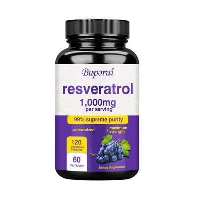 Produktbild von Resveratrol 1000 mg (120 vegetarische Kapseln) Nahrungsergänzungsmittel, Gehirn, Nerven, Herz, psychischer Fokus