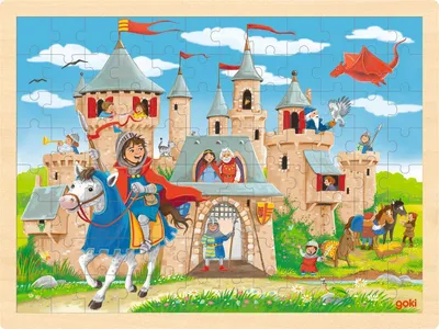 Produktbild von GOKI Holzpuzzle Ritterburg 96 Teile